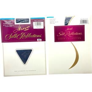 Vintage Hanes Silk Reflections Silky Sheer Control Top Sandalfoot Pantyhose Navy